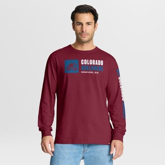 Men's Fanatics Burgundy Colorado Avalanche Goal Crease Legacy Long Sleeve T-Shirt
