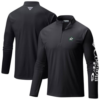 Men's Columbia  Black Dallas Stars Terminal Tackle Omni-Wick Raglan Quarter-Zip Top