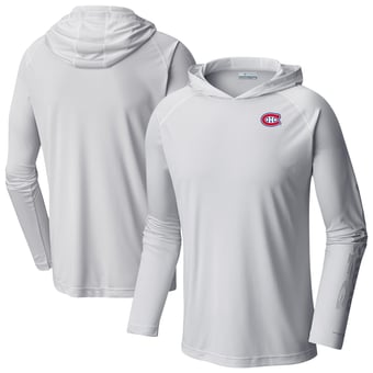 Men's Columbia  White Montreal Canadiens Terminal Tackle Omni-Shade Raglan Pullover Hoodie