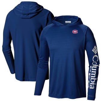 Men's Columbia  Navy Montreal Canadiens Terminal Tackle Omni-Shade Raglan Pullover Hoodie