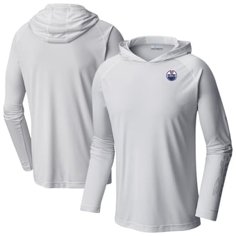 Men's Columbia  White Edmonton Oilers Terminal Tackle Omni-Shade Raglan Pullover Hoodie