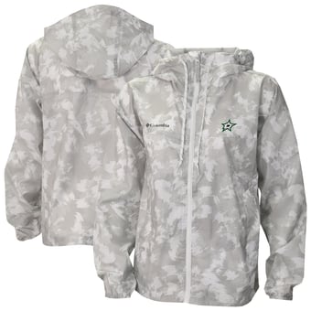 Men's Columbia  White Dallas Stars Flash Challenger Omni-Shade Full-Zip Windbreaker Jacket