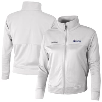 Women's Columbia  White Edmonton Oilers Omni-Wick Cropped River Fleece Full-Zip Jacket