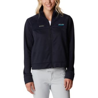 Women's Columbia  Black San Jose Sharks Omni-Wick Cropped River Fleece Full-Zip Jacket