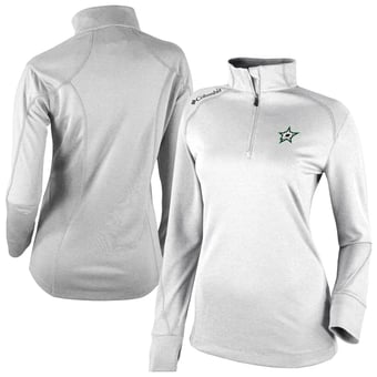 Women's Columbia  White Dallas Stars Shotgun Omni-Wick 2.0 Raglan Quarter-Zip Top