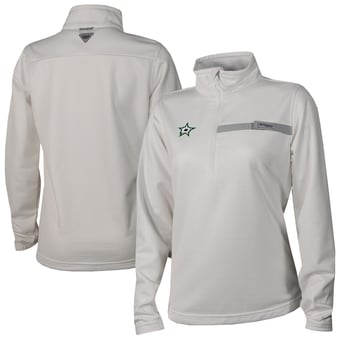 Women's Columbia  White Dallas Stars Skiff Guide Fleece Omni-Shade Quarter-Zip Jacket