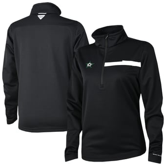 Women's Columbia  Black Dallas Stars Skiff Guide Fleece Omni-Shade Quarter-Zip Jacket