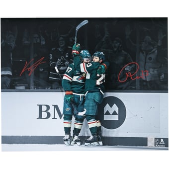 Kirill Kaprizov & Marco Rossi Minnesota Wild Autographed 16" x 20" Spotlight Celebration Photograph