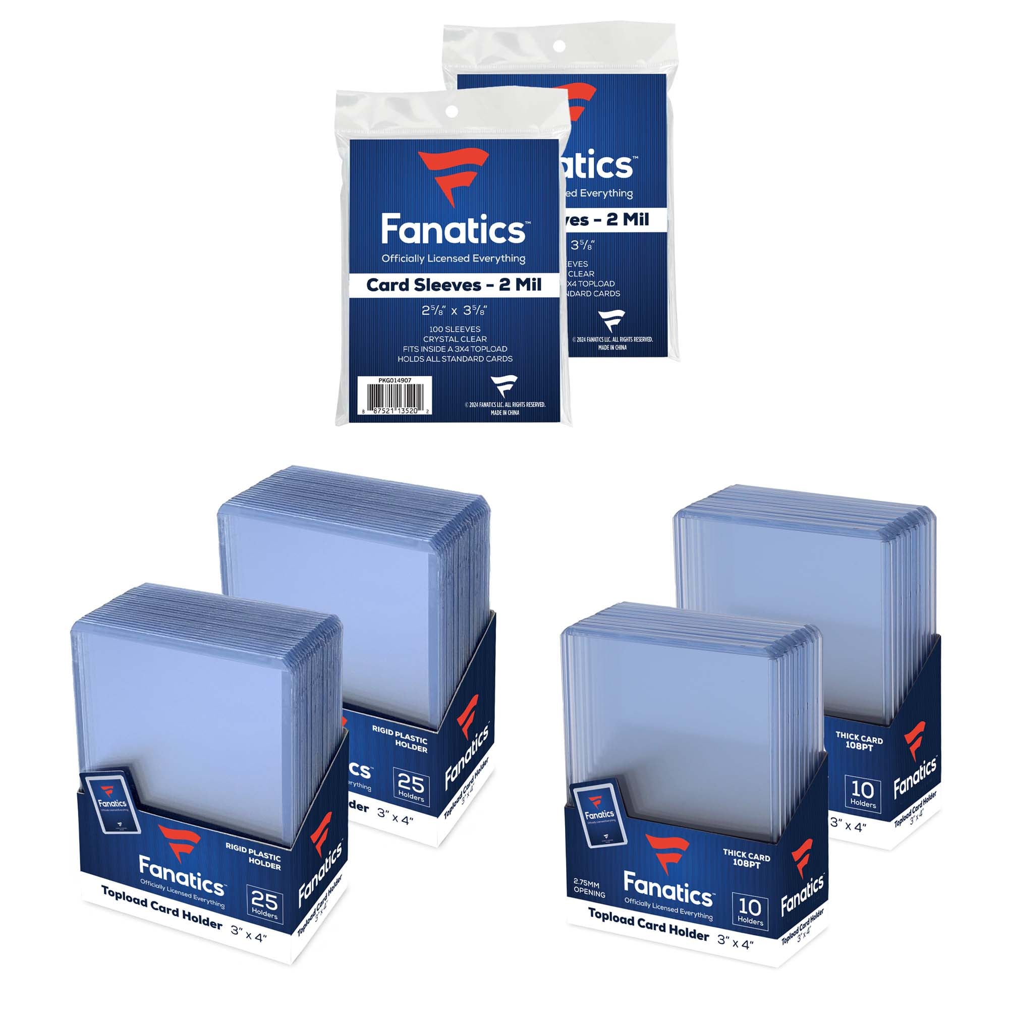 Fanatics Collector Bundle - 50 Top Loader 35pt, 20 Top Loader 108pt & 200 Soft Sleeves