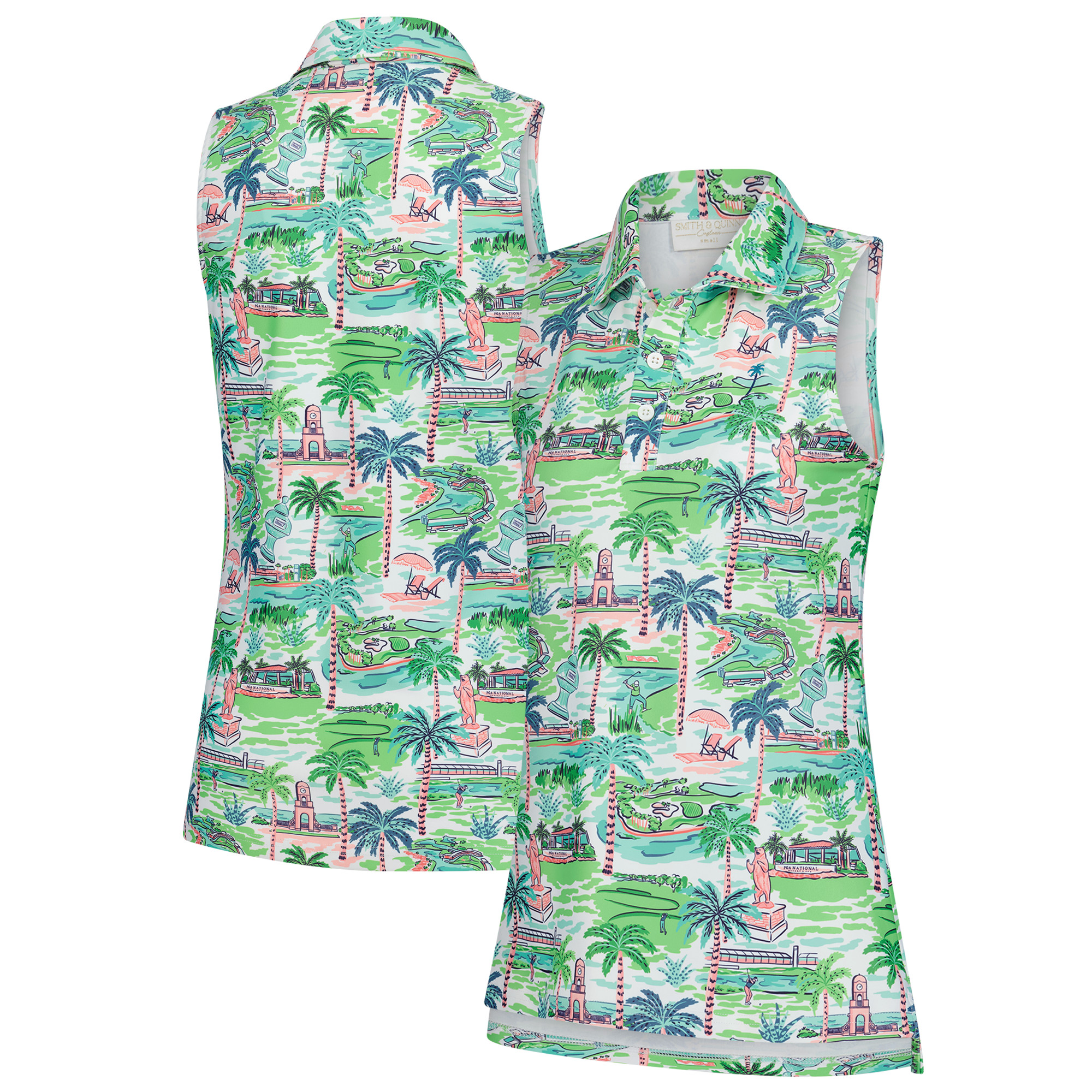 Women’s Smith & Quinn Green Cognizant Classic Signature Print Alice Sleeveless Polo Women’s Smith & Quinn Green Cognizant Classic Signature Print Alice Sleeveless Polo