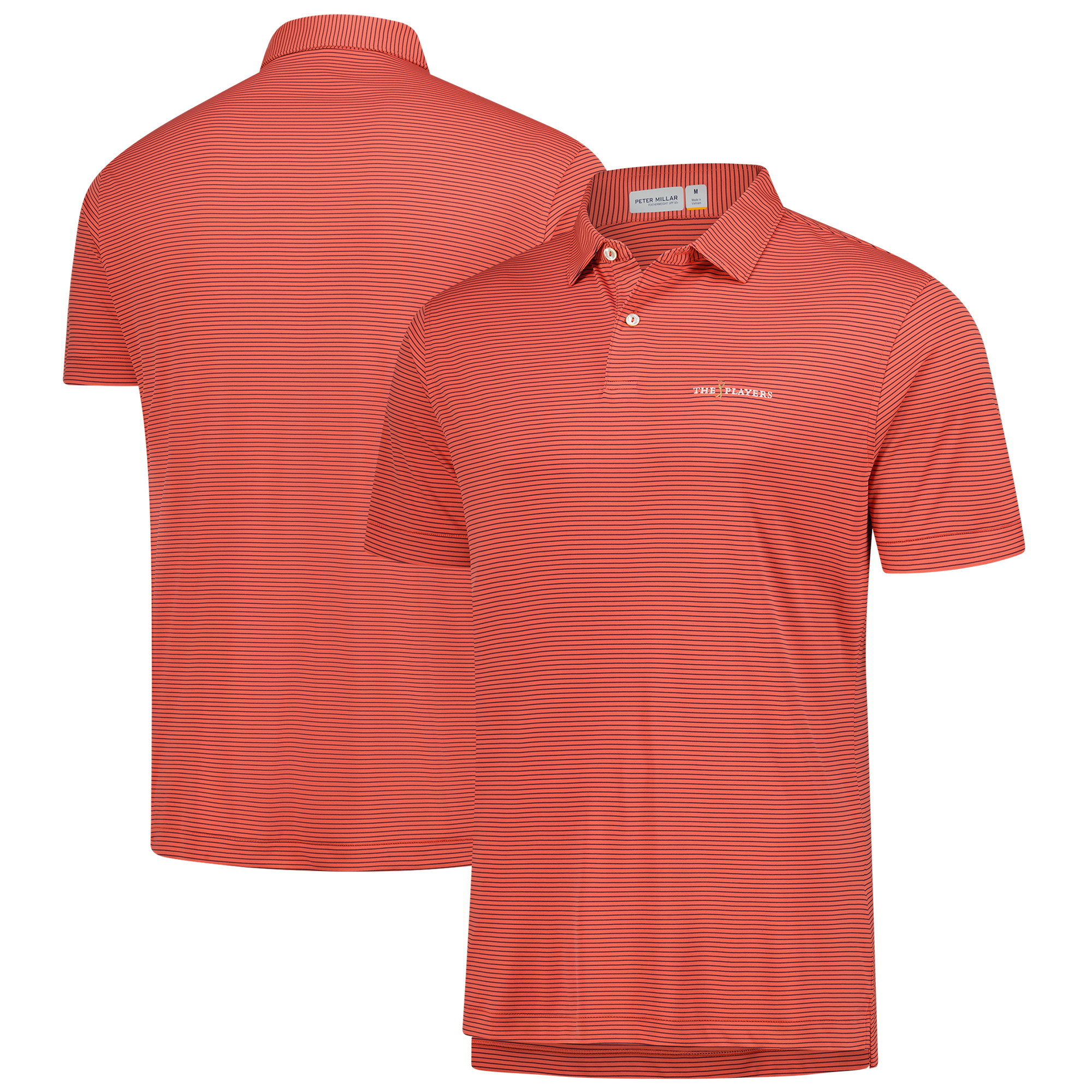 Men's Peter Millar  Orange THE PLAYERS Featherweight Stripe Polo