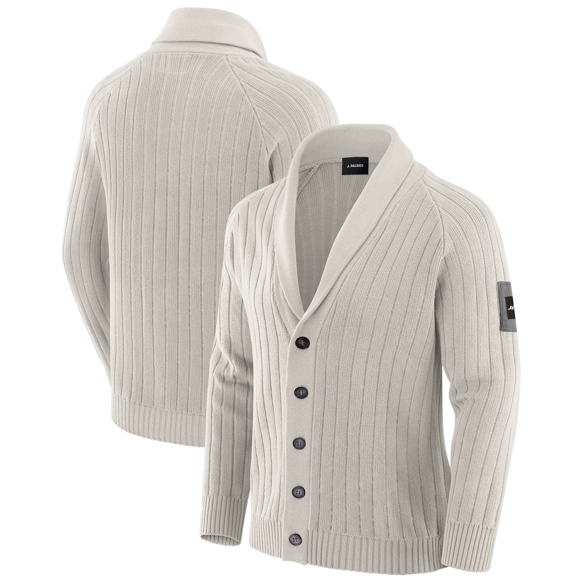 Men's J. Palmer Gray New York Jets The Playmaker Cardigan Raglan Sweater