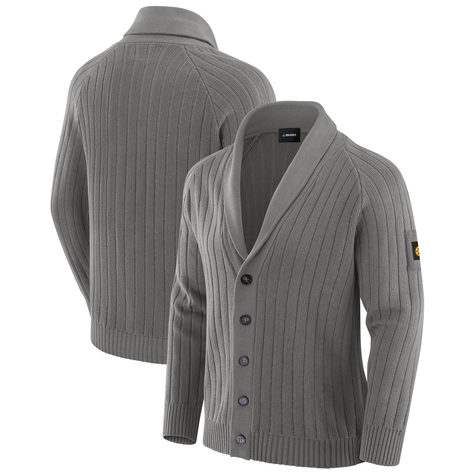 Men's J. Palmer Graphite Pittsburgh Steelers The Playmaker Cardigan Raglan Sweater