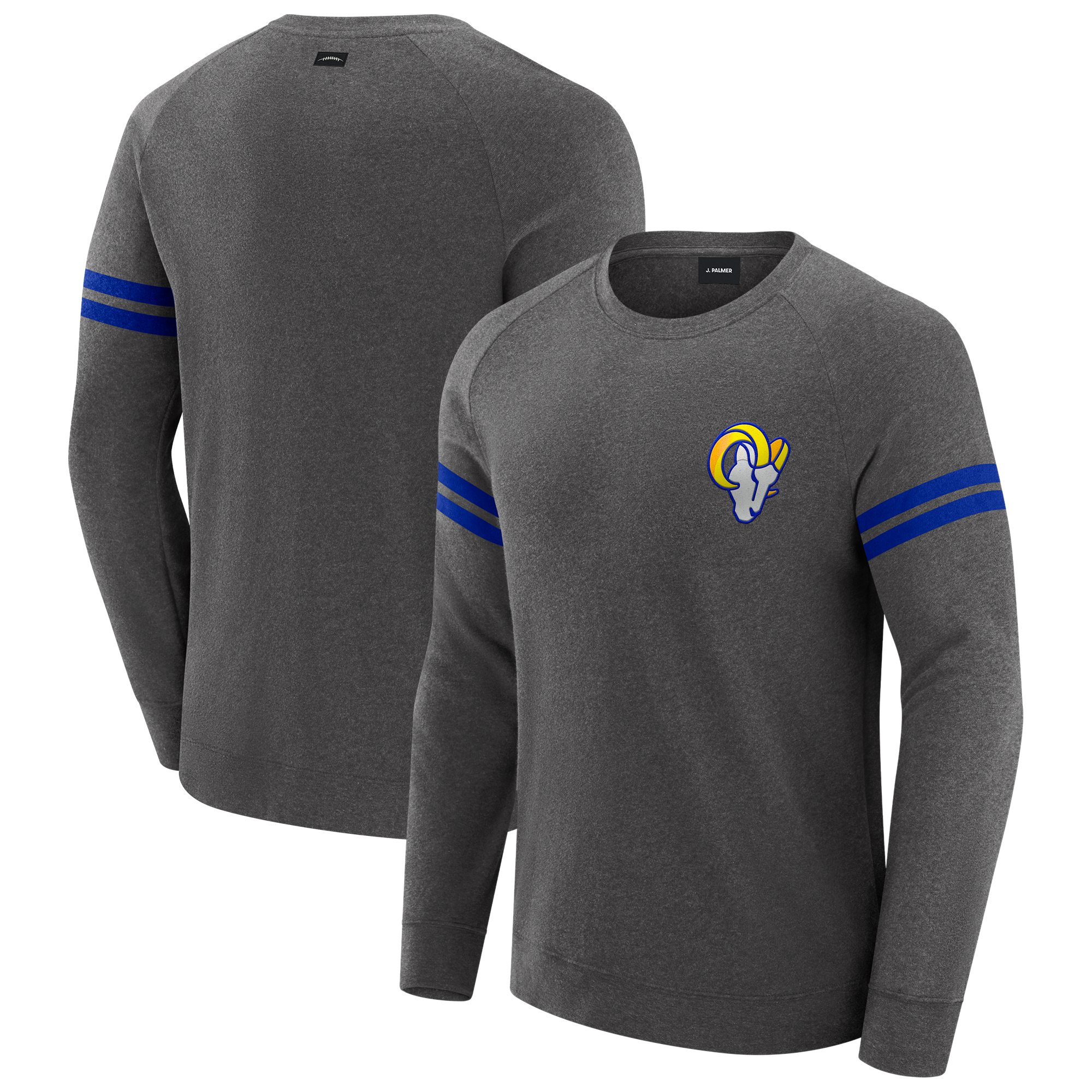 Men's J. Palmer Dark Heather Gray Los Angeles Rams Players Lounge Raglan Tri-Blend Sweatshirt