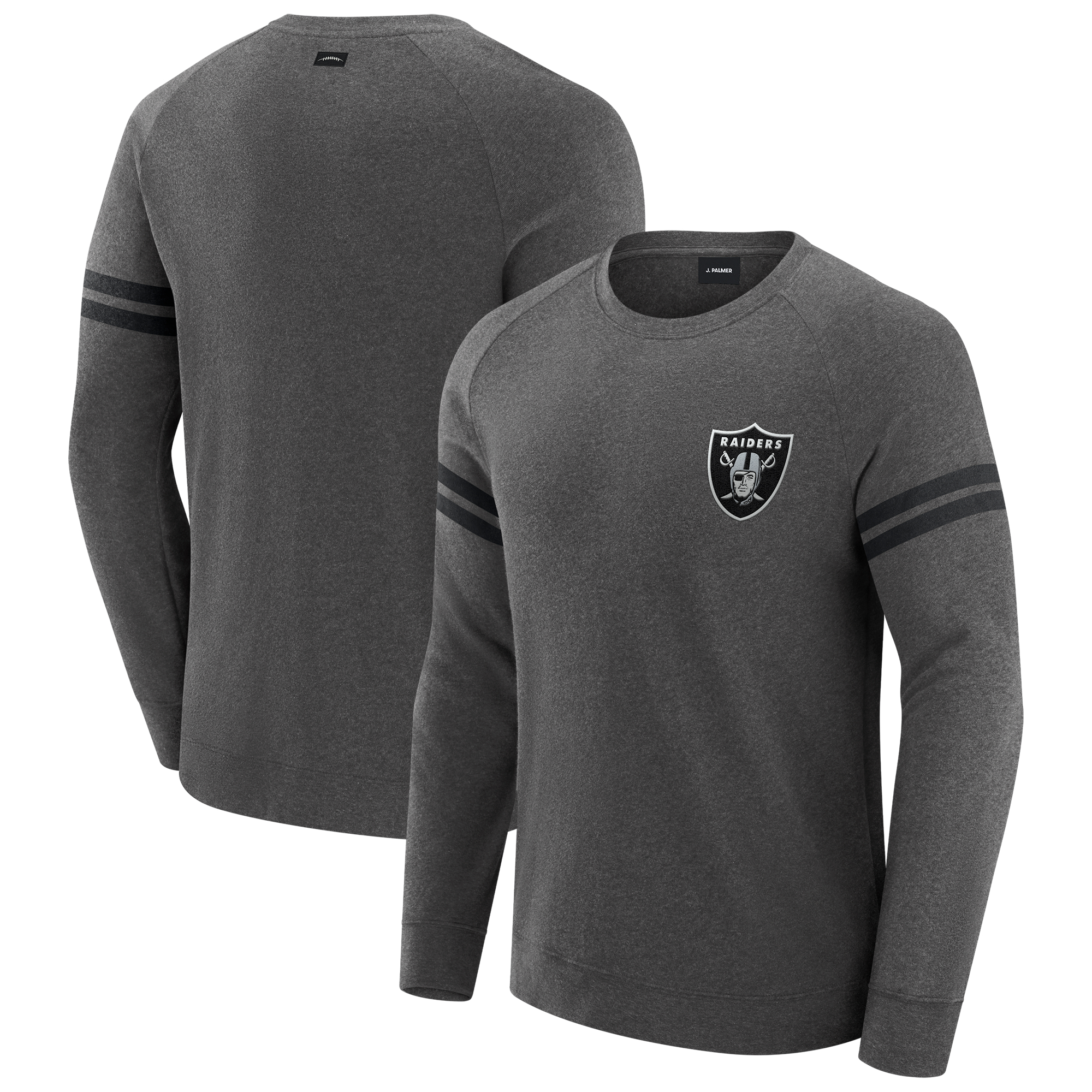 Men's J. Palmer Dark Heather Gray Las Vegas Raiders Players Lounge Raglan Tri-Blend Sweatshirt