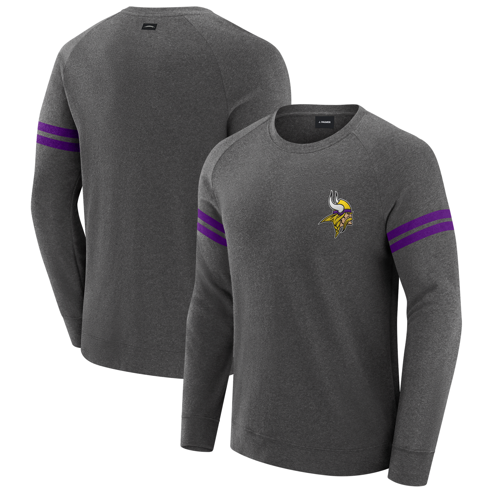 Men's J. Palmer Dark Heather Gray Minnesota Vikings Players Lounge Raglan Tri-Blend Sweatshirt