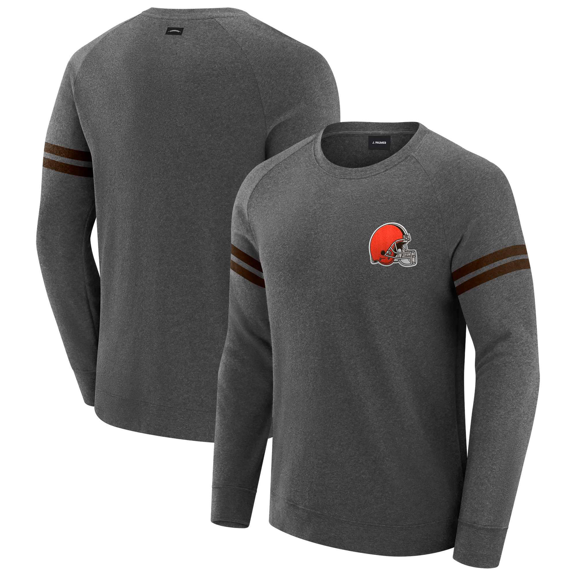 Men's J. Palmer Dark Heather Gray Cleveland Browns Players Lounge Raglan Tri-Blend Sweatshirt