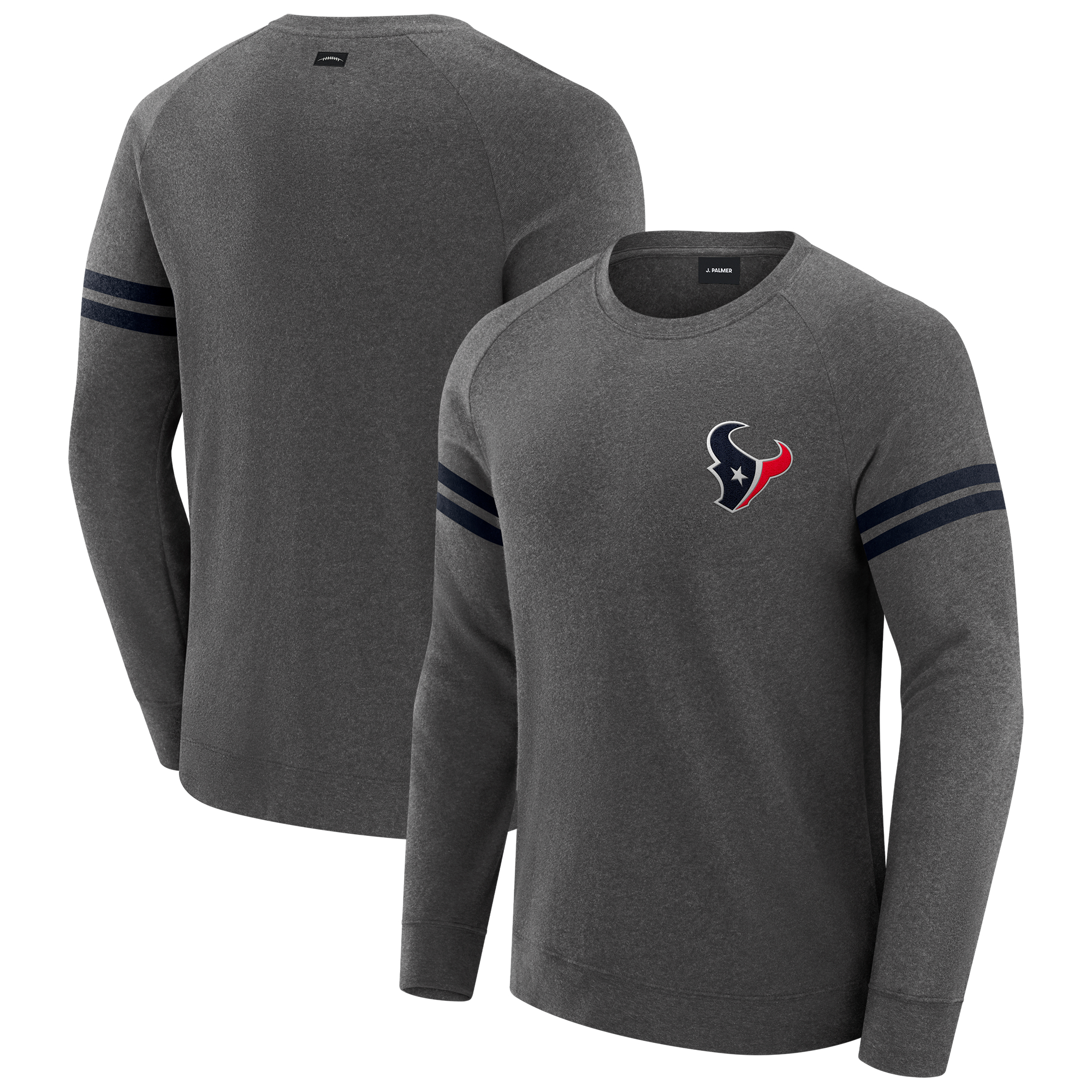 Men's J. Palmer Dark Heather Gray Houston Texans Players Lounge Raglan Tri-Blend Sweatshirt