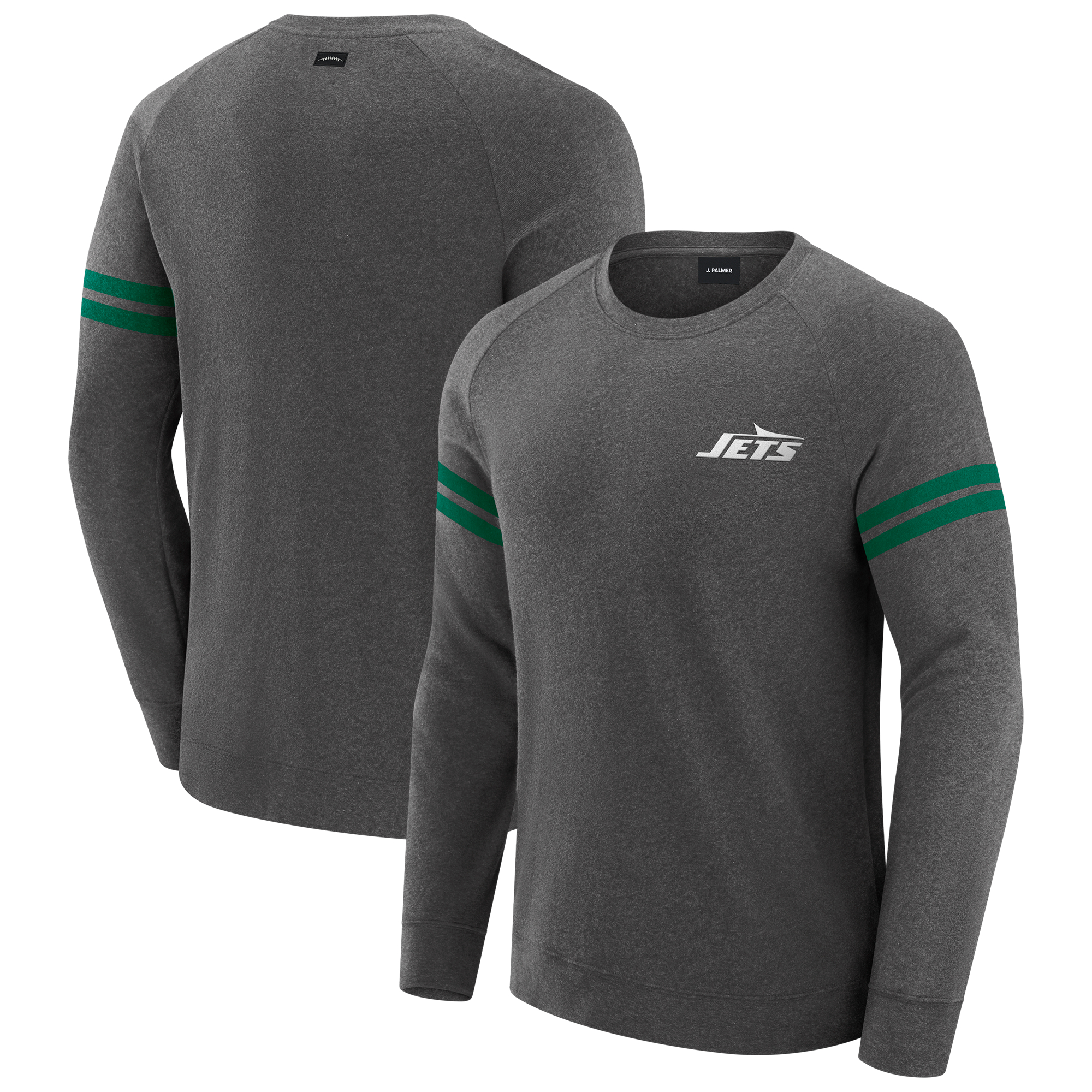 Men's J. Palmer Dark Heather Gray New York Jets Players Lounge Raglan Tri-Blend Sweatshirt