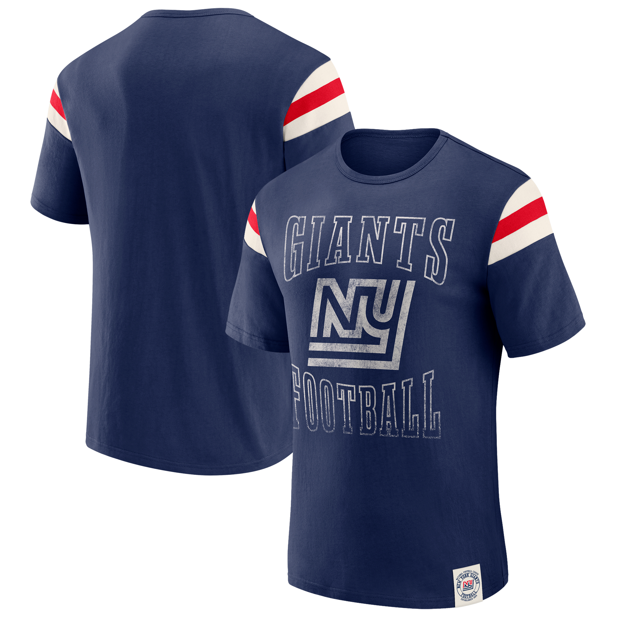 Men's Darius Rucker Collection by Fanatics Royal New York Giants Distressed Throwback Shoulder Stripe T-Shirt