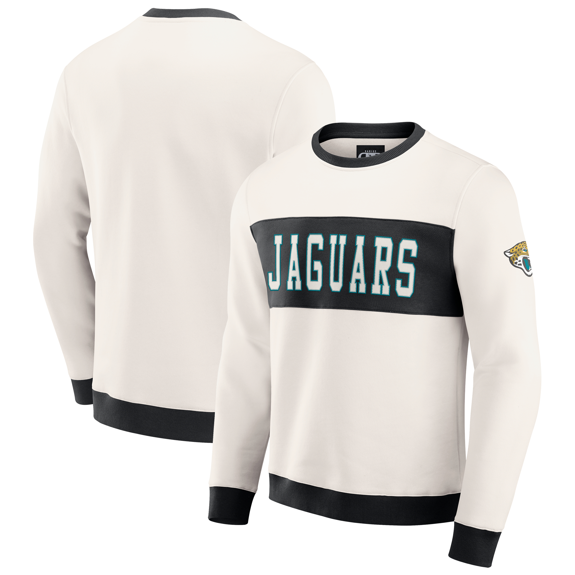 Men's Darius Rucker Collection by Fanatics Cream Jacksonville Jaguars Colorblock Pullover Sweatshirt