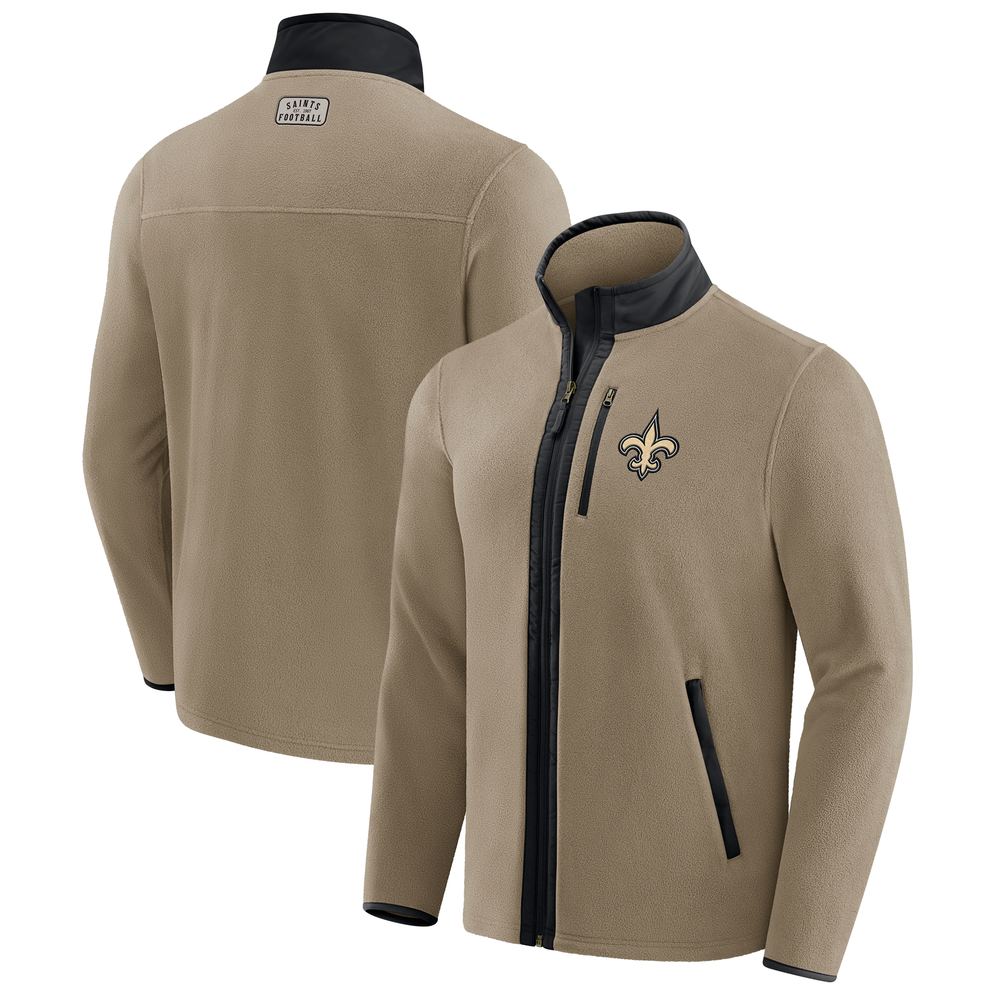 Men's NFL x Darius Rucker Collection by Fanatics Tan New Orleans Saints Heavyweight Polar Fleece Full-Zip Jacket