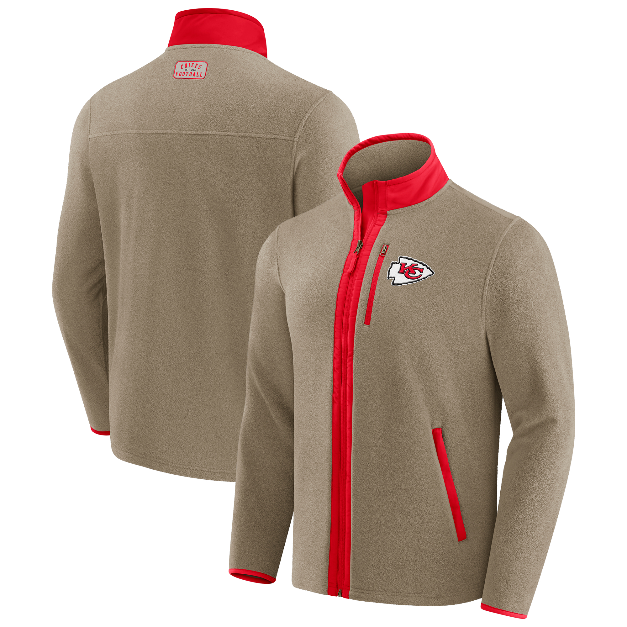 Men's NFL x Darius Rucker Collection by Fanatics Tan Kansas City Chiefs Heavyweight Polar Fleece Full-Zip Jacket