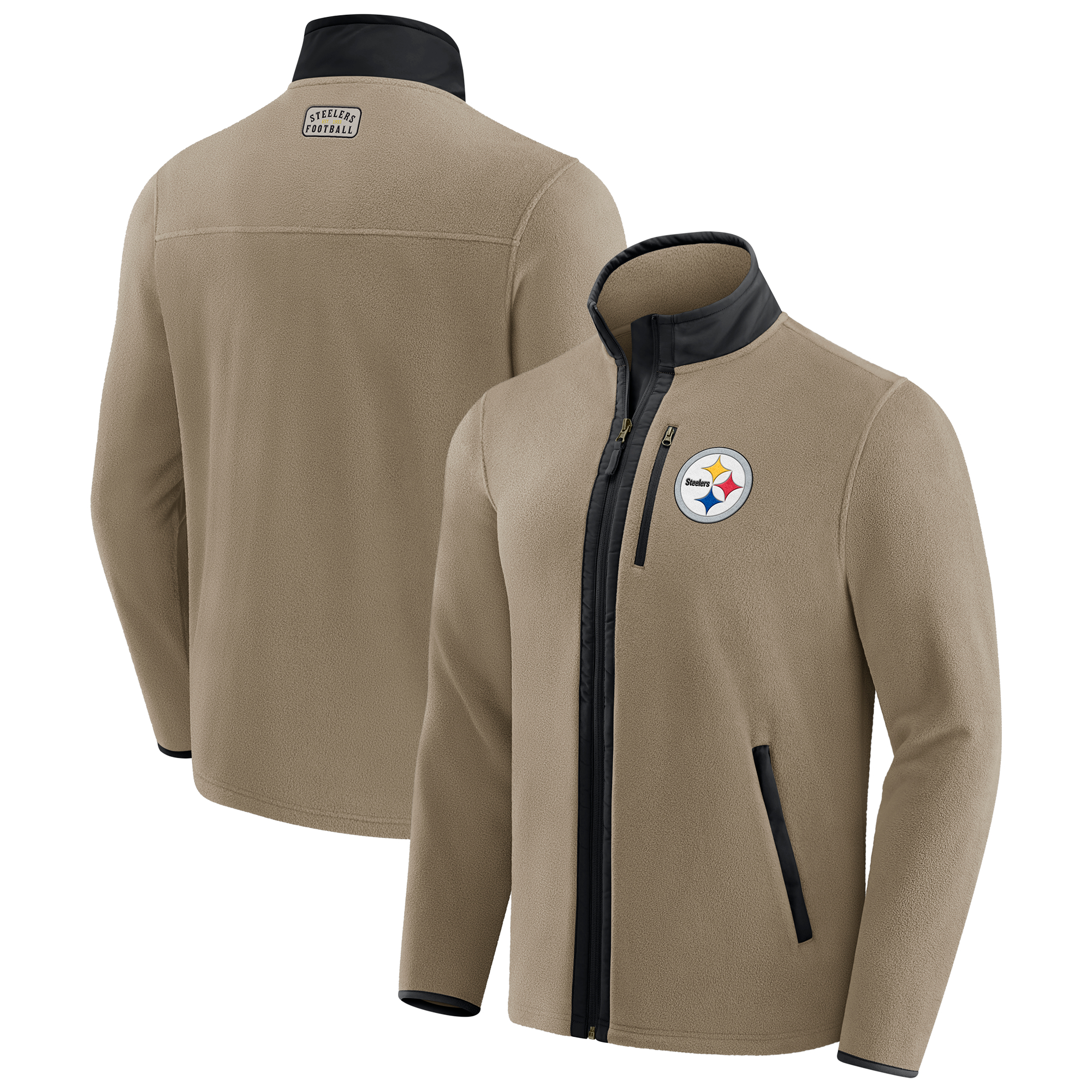 Men's NFL x Darius Rucker Collection by Fanatics Tan Pittsburgh Steelers Heavyweight Polar Fleece Full-Zip Jacket