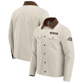 Men's NFL x Darius Rucker Collection by Fanatics Tan Baltimore Ravens Midweight Canvas Full-Button Jacket