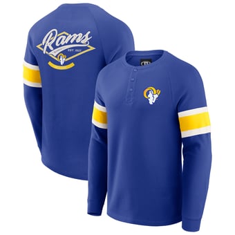 Men's Darius Rucker Collection by Fanatics Royal Los Angeles Rams Waffle-Knit Raglan Long Sleeve Henley T-Shirt