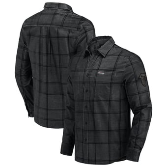 Men's Darius Rucker Collection by Fanatics Black Atlanta Falcons Micro Corduroy Plaid Button Up Shirt
