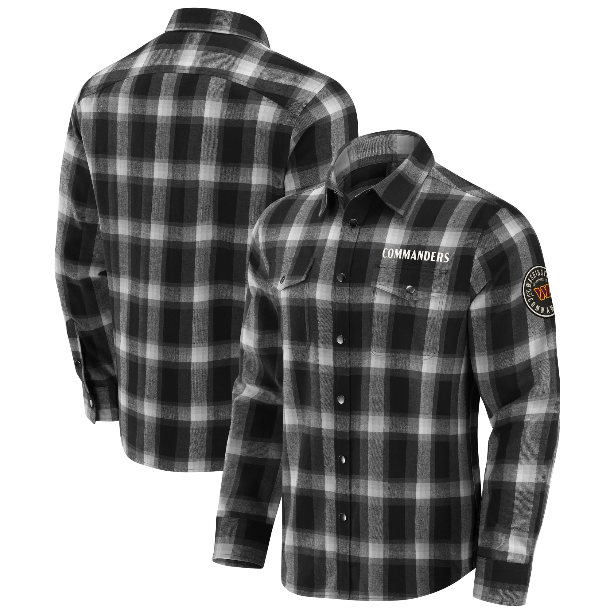 Men's Darius Rucker Collection by Fanatics Black Washington Commanders Flannel Plaid Full-Snap Shirt