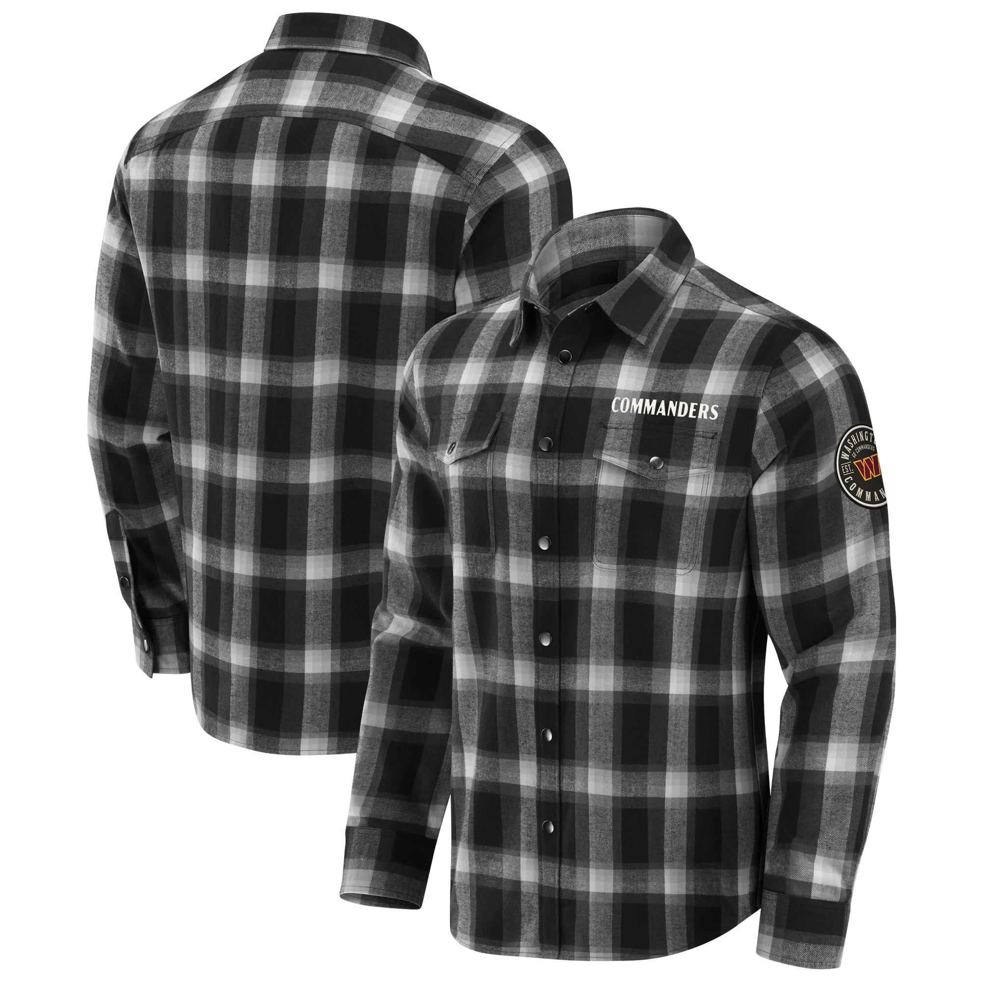 Men's Darius Rucker Collection by Fanatics Black Washington Commanders Flannel Plaid Full-Snap Shirt