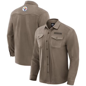 Men's Darius Rucker Collection by Fanatics Tan Pittsburgh Steelers Polar Fleece Cozy Button-Up Shirt