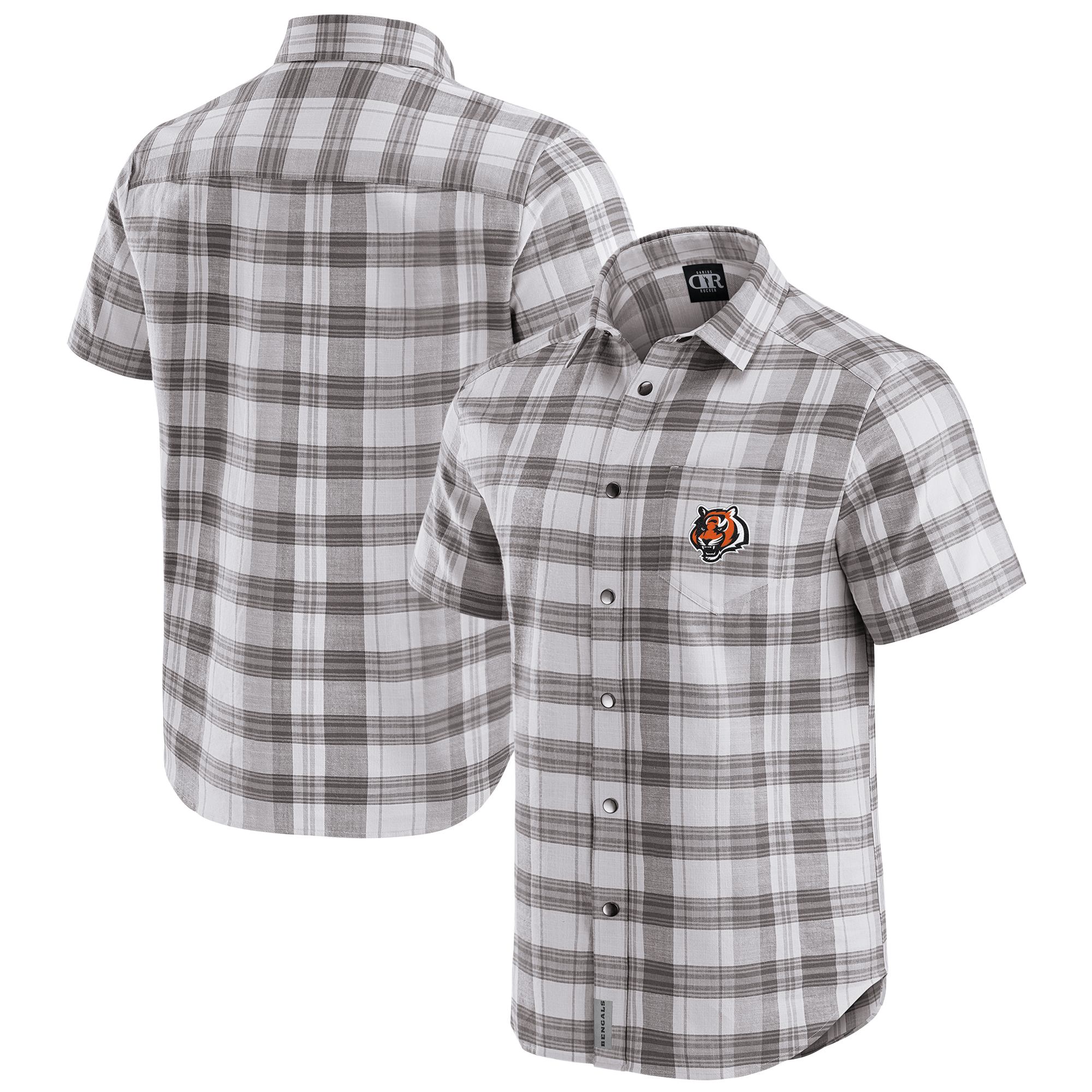 Men's Darius Rucker Collection by Fanatics Gray Cincinnati Bengals Team Plaid Short Sleeve Full-Snap Shirt
