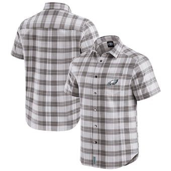Men's Darius Rucker Collection by Fanatics Gray Philadelphia Eagles Team Plaid Short Sleeve Full-Snap Shirt