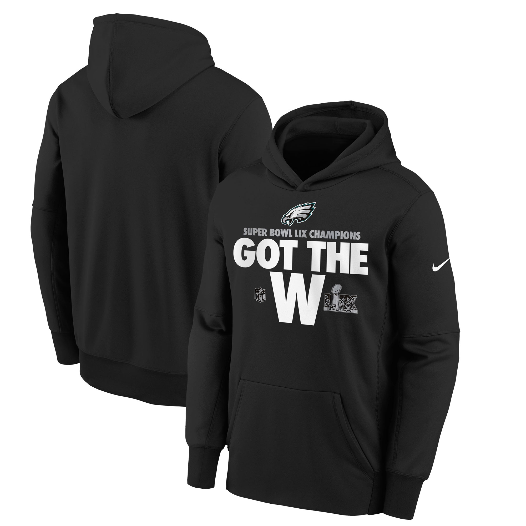 Youth Nike Black Philadelphia Eagles Super Bowl LIX Champions Parade Pullover Hoodie