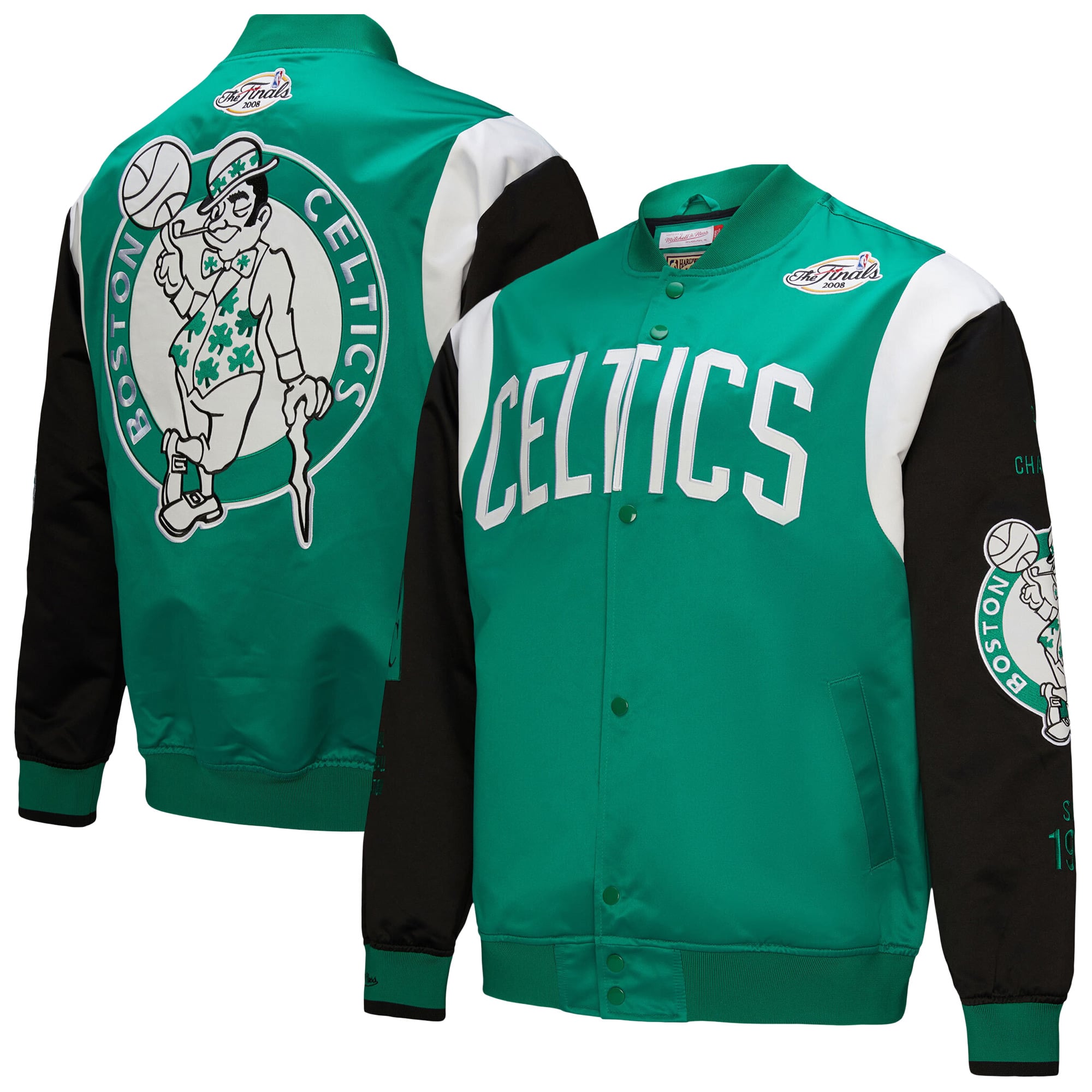 Unisex Mitchell & Ness Kelly Green Boston Celtics Vintage Team Origins Satin Full-Snap Jacket
