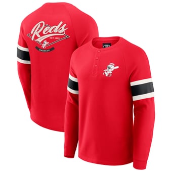 Men's Darius Rucker Collection by Fanatics Red Cincinnati Reds Waffle-Knit Raglan Long Sleeve Henley T-Shirt