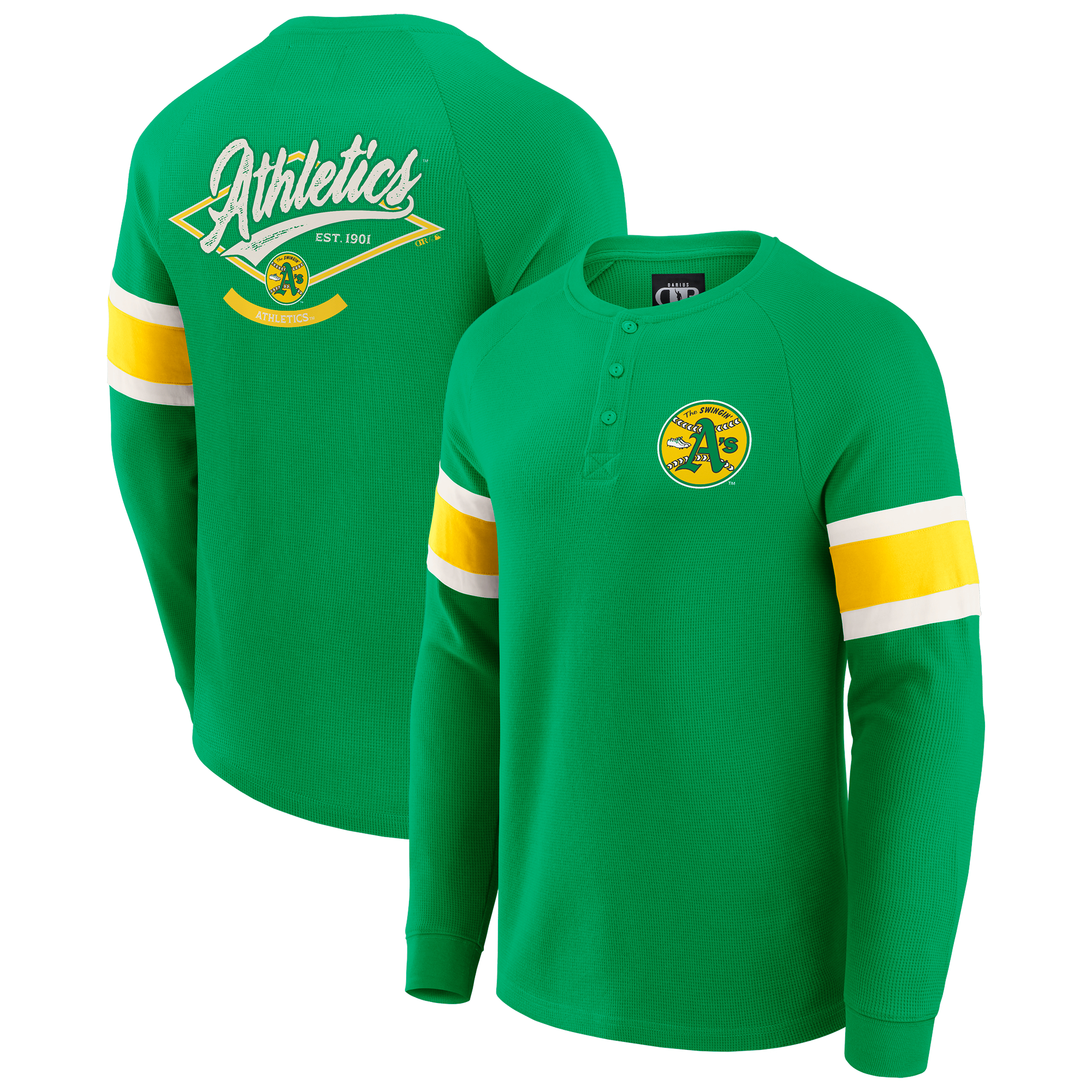 Men’s Darius Rucker Collection by Fanatics Green Athletics Waffle-Knit Raglan Long Sleeve Henley T-Shirt Men’s Darius Rucker Collection by Fanatics Green Athletics Waffle-Knit Raglan Long Sleeve Henley T-Shirt