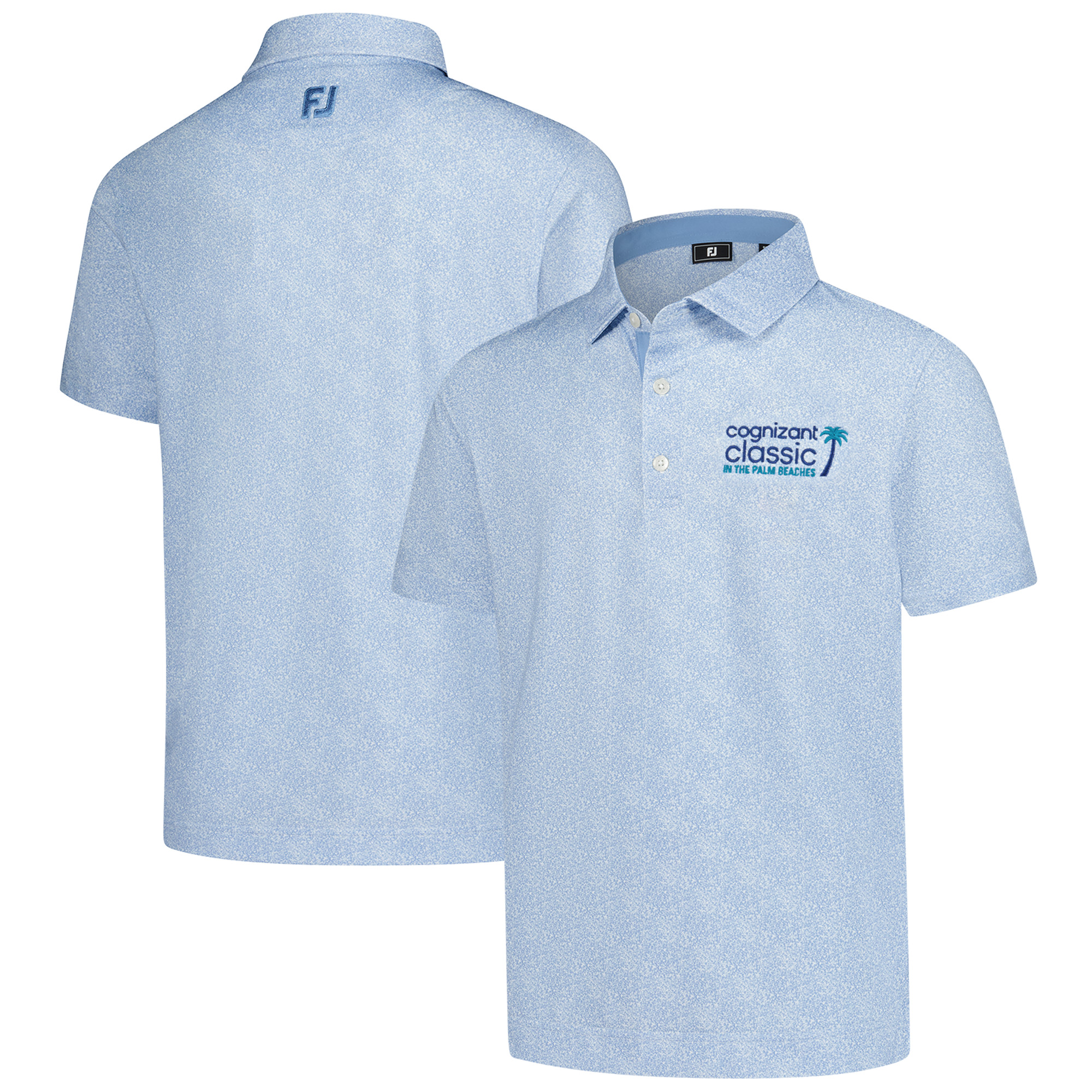 Boy’s Youth FootJoy Light Blue Cognizant Classic ProDry Speckle Print Lisle Polo