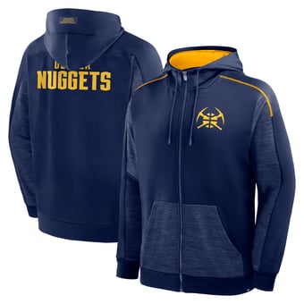 Men's Fanatics Navy Denver Nuggets Back Door Cut Play Defender Full-Zip Hoodie