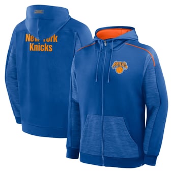 Men's Fanatics Blue New York Knicks Back Door Cut Play Defender Full-Zip Hoodie