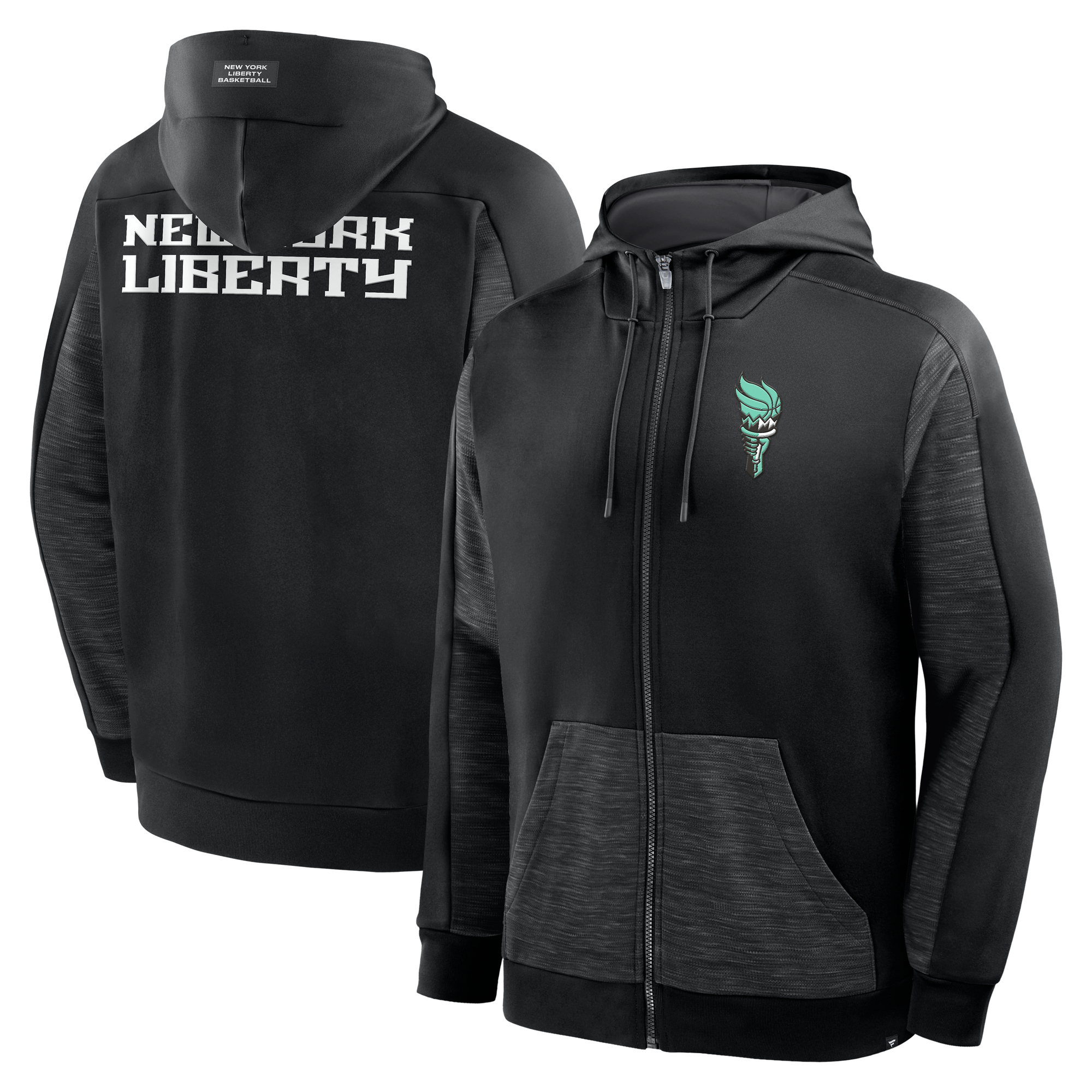 Men’s Fanatics Black New York Liberty Back Door Cut Play Defender Full-Zip Hoodie Men’s Fanatics Black New York Liberty Back Door Cut Play Defender Full-Zip Hoodie
