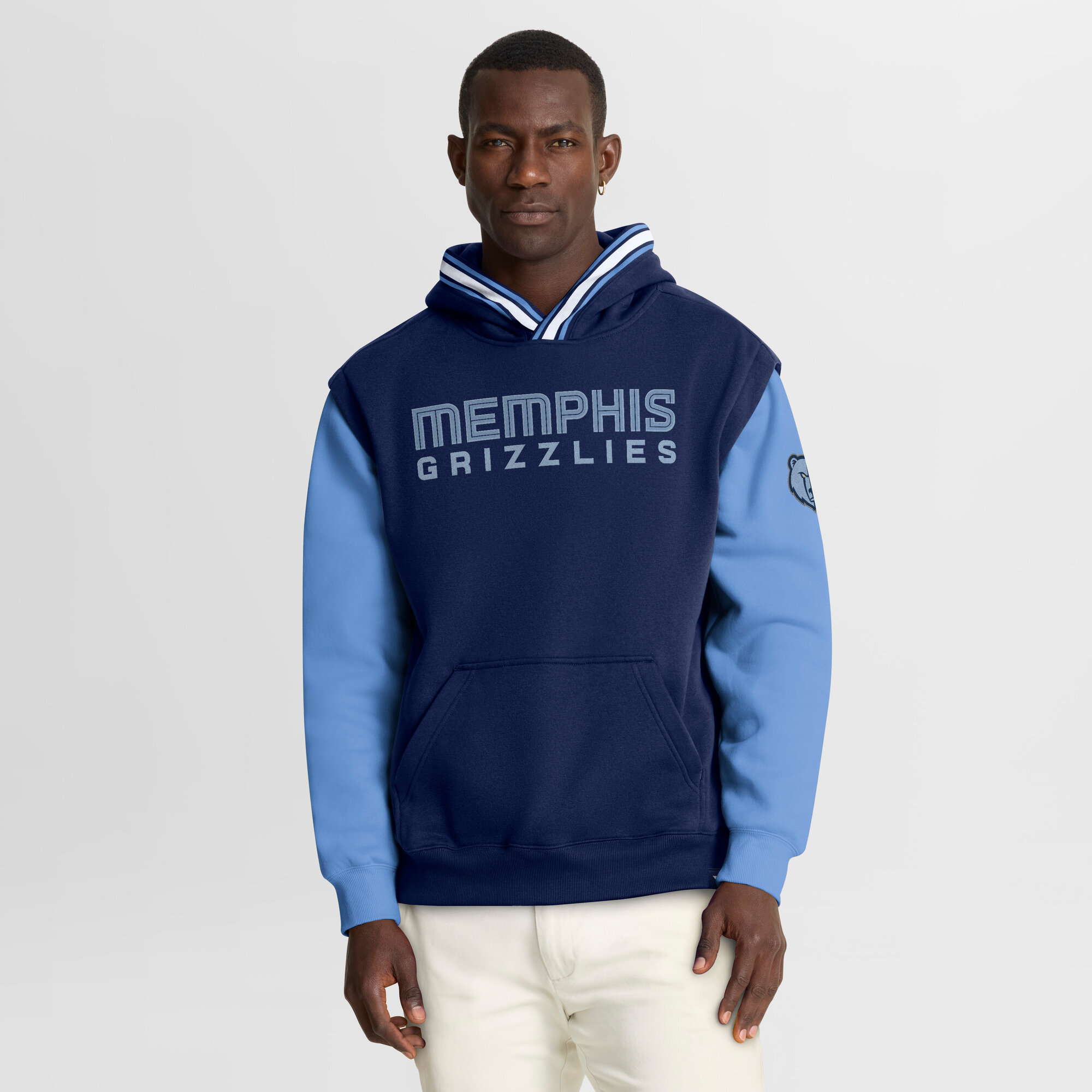 Men’s Fanatics Navy/Blue Memphis Grizzlies Half Court Shot Clock Fastbreak Hoodie Men’s Fanatics Navy/Blue Memphis Grizzlies Half Court Shot Clock Fastbreak Hoodie