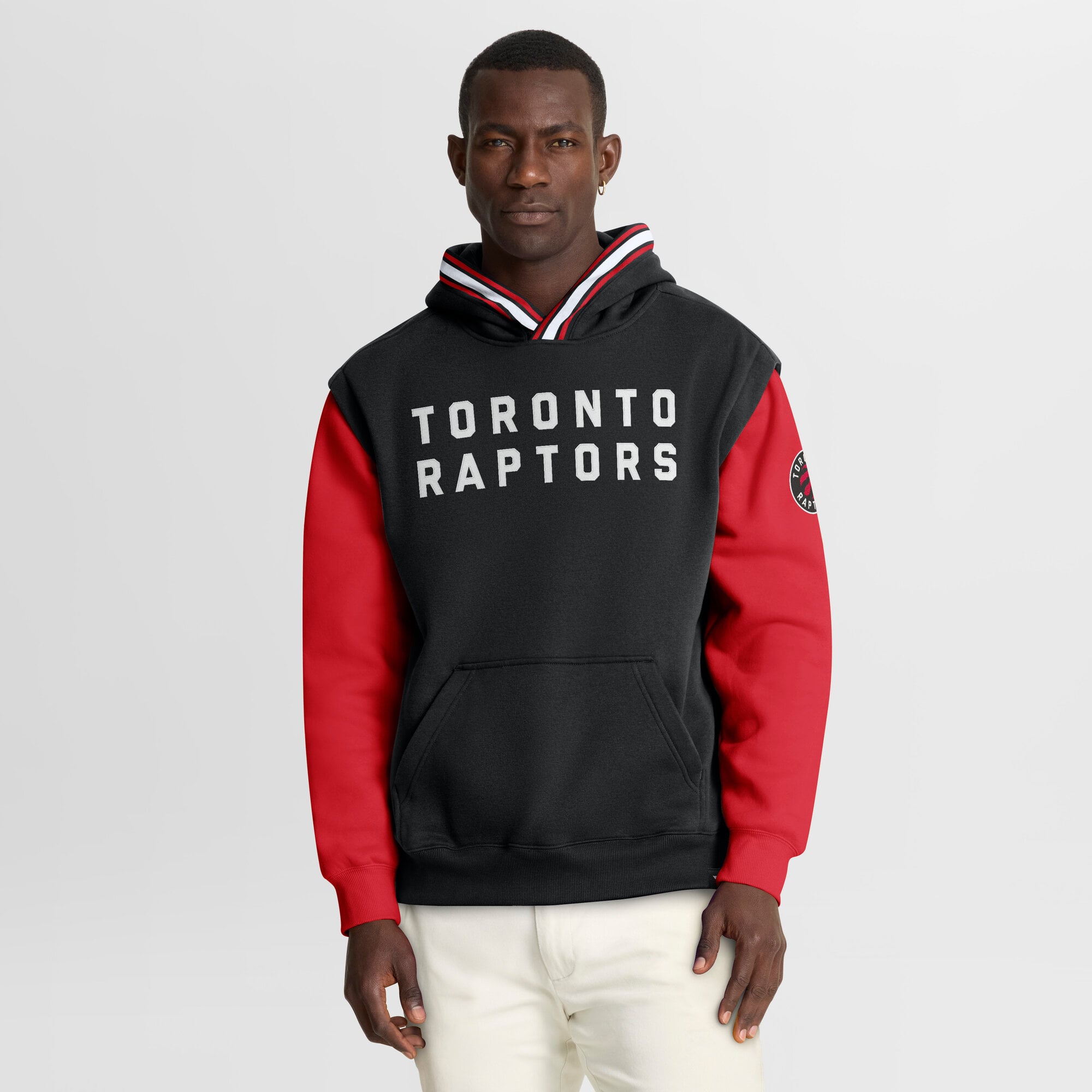Men's Fanatics Black/Red Toronto Raptors Half Court Shot Clock Fastbreak Hoodie