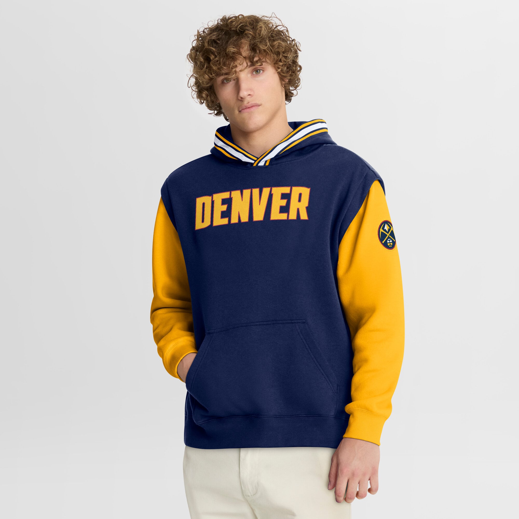 Fanatics Men's Navy/Gold Denver Nuggets Half Court Shot Clock Fastbreak Hoodie - Navy, Gold