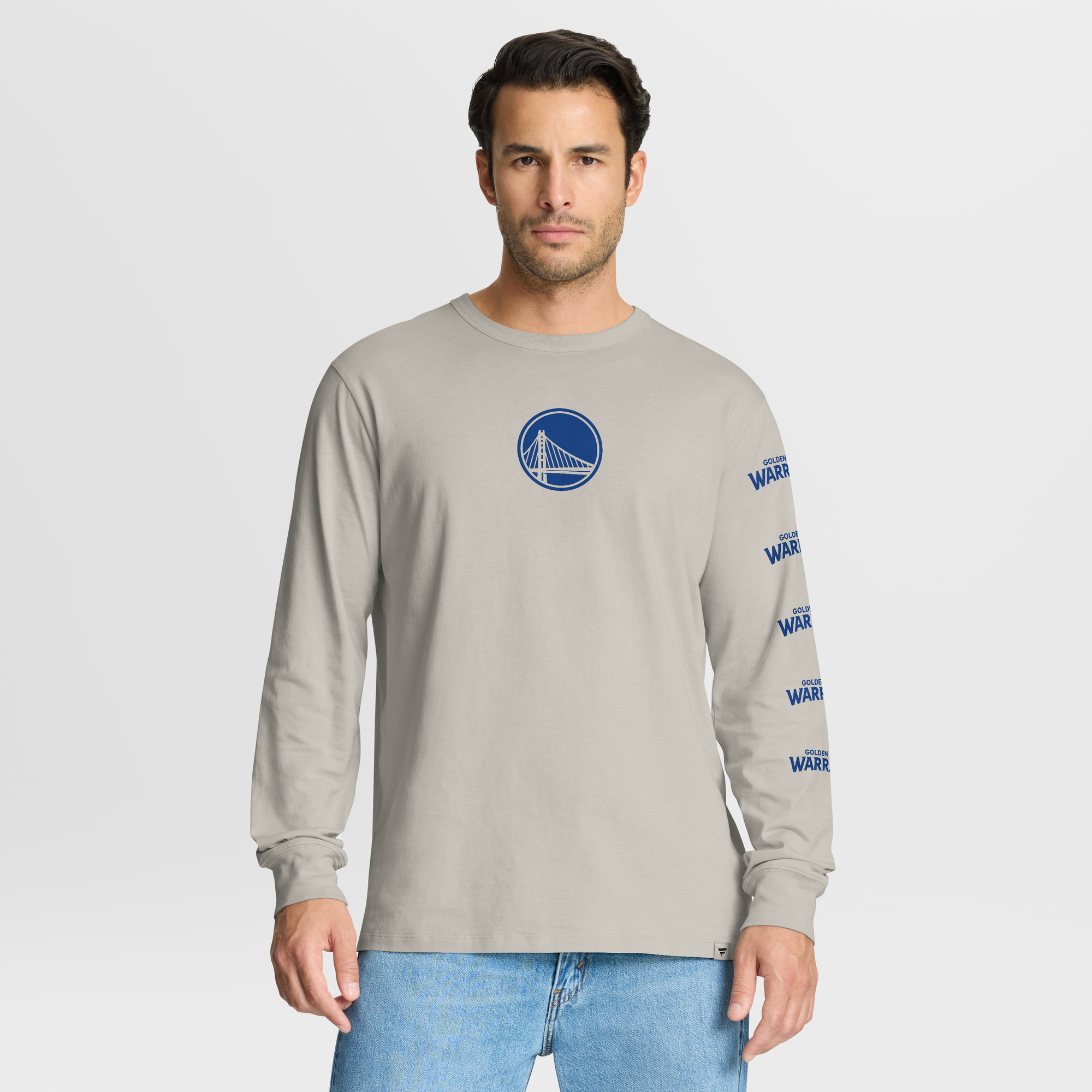 Men's Fanatics Cream Golden State Warriors Crossover Collection Ball Screen Action Premium Long Sleeve T-Shirt