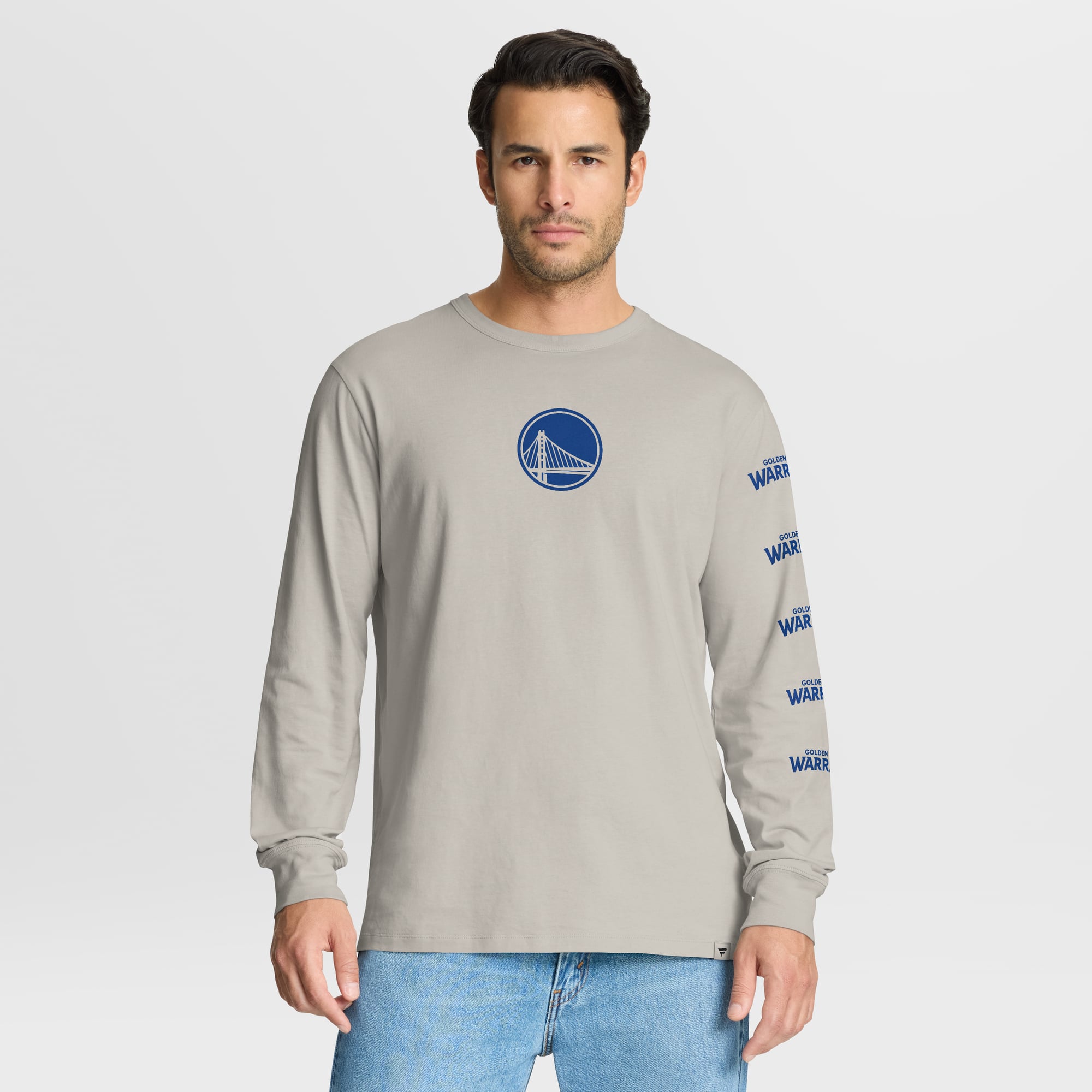 Men's Fanatics Cream Golden State Warriors Crossover Collection Ball Screen Action Premium Long Sleeve T-Shirt
