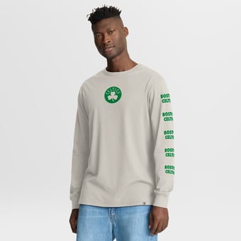 Men's Fanatics Cream Boston Celtics Crossover Collection Ball Screen Action Premium Long Sleeve T-Shirt